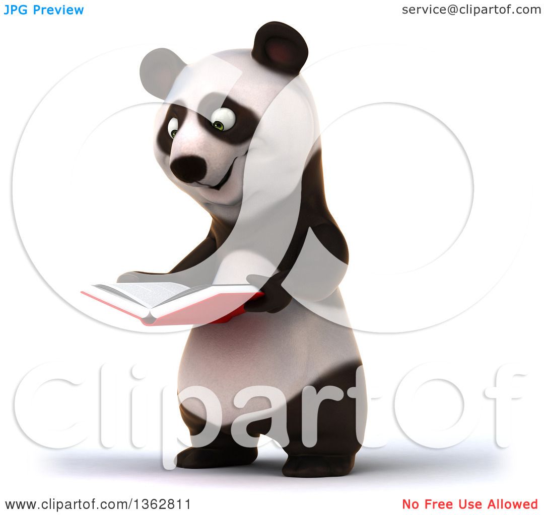 clipart panda reading - photo #25