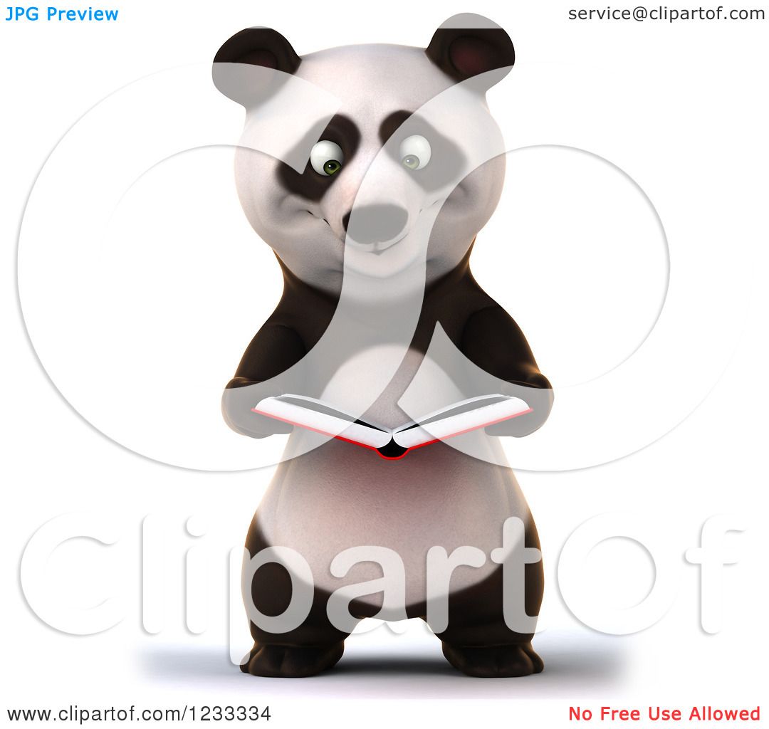 clipart panda reading - photo #31