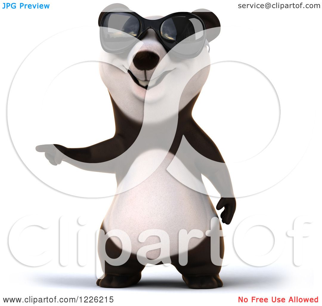 panda sunglasses wearing pointing 3d illustration clipart royalty julos regarding notes