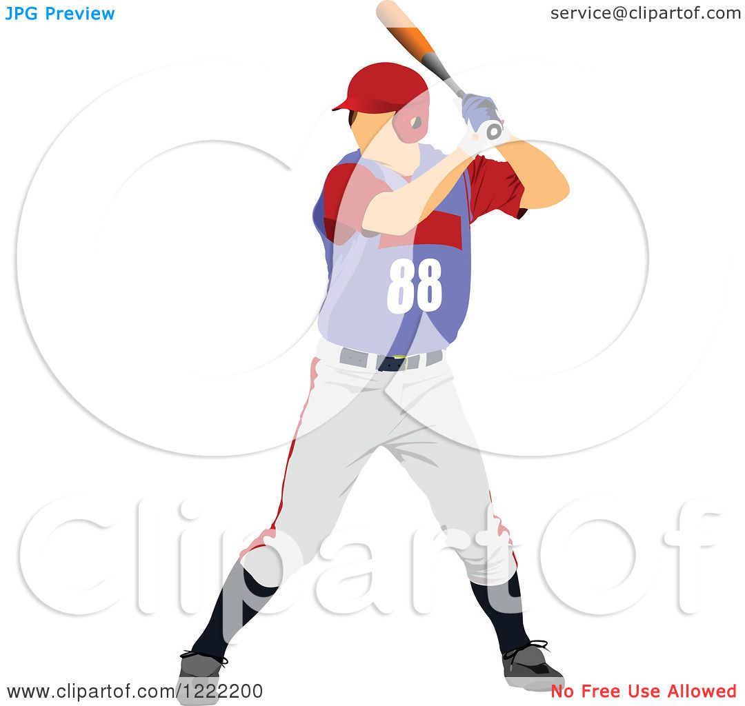 Clipart of a Baseball Player - Royalty Free Vector Illustration by