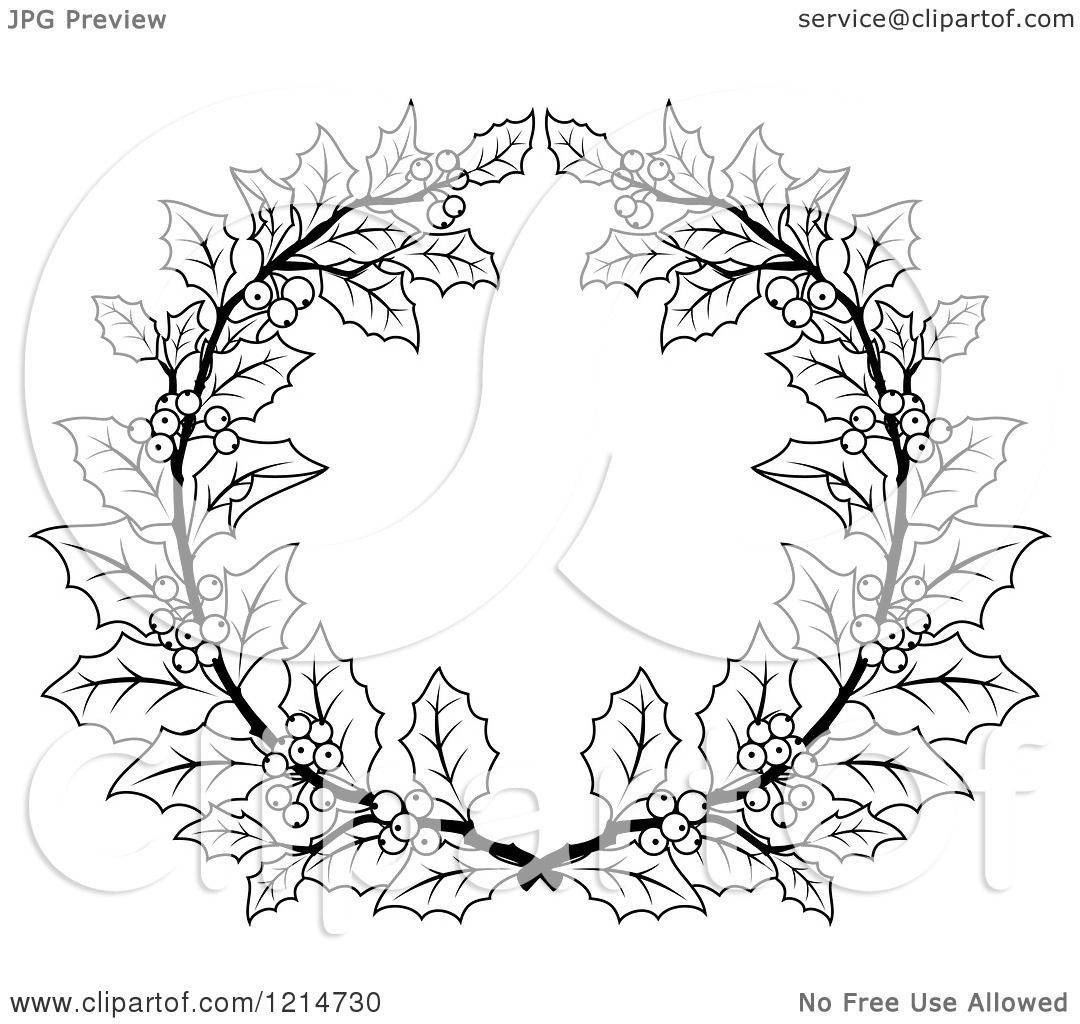 clipart christmas wreath black and white - photo #21