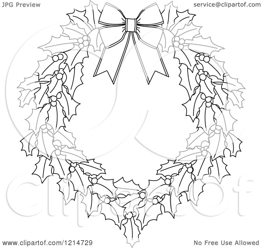 christmas wreath clipart black and white - photo #15