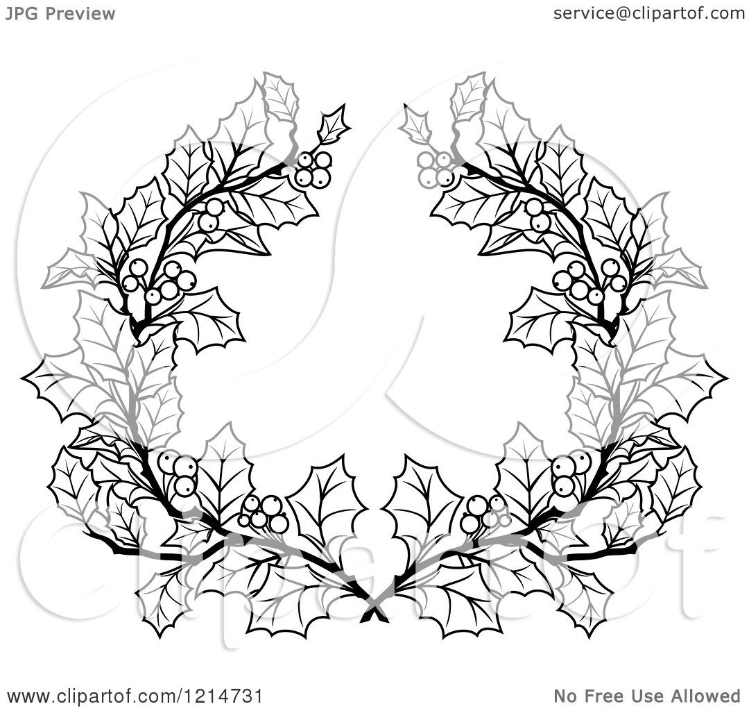 clipart christmas wreath black and white - photo #28