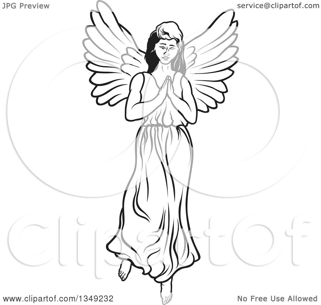 free black and white clipart of angels - photo #18