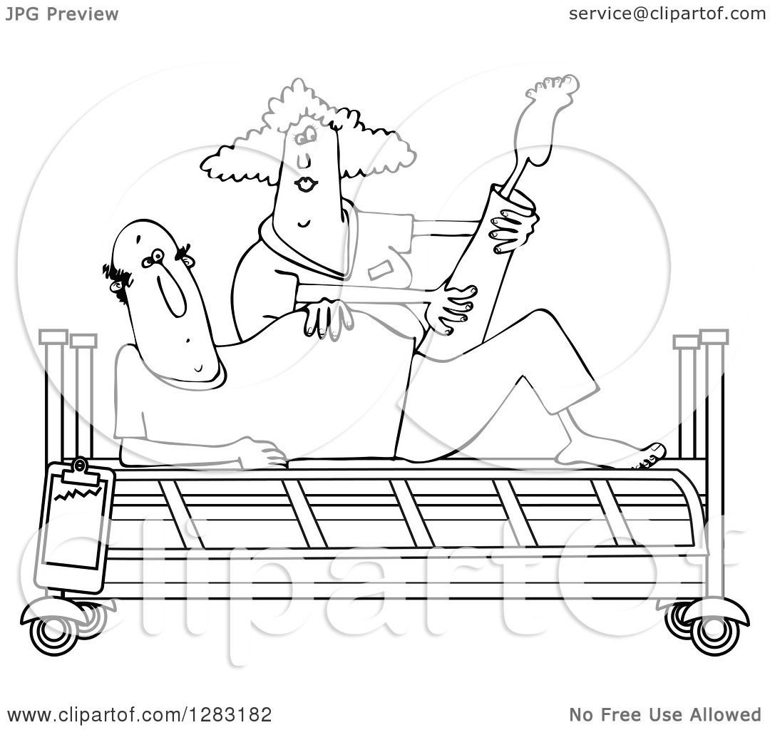 Clipart of a Black and White Female Nurse Helping a Male Patient Do ...