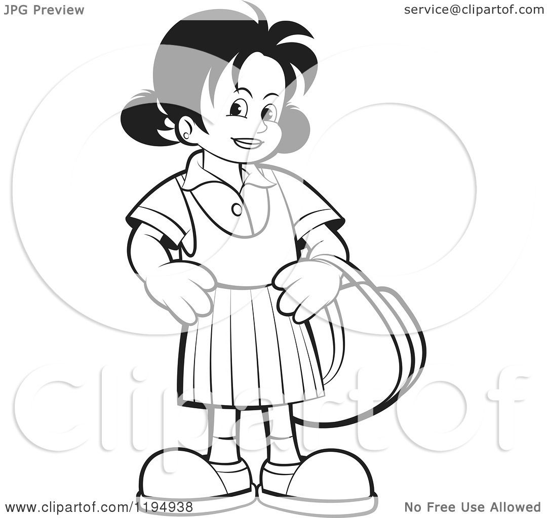 school girl clipart black and white - photo #30