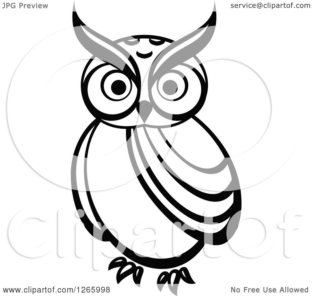 Clipart of a Black and White Owl - Royalty Free Vector ...