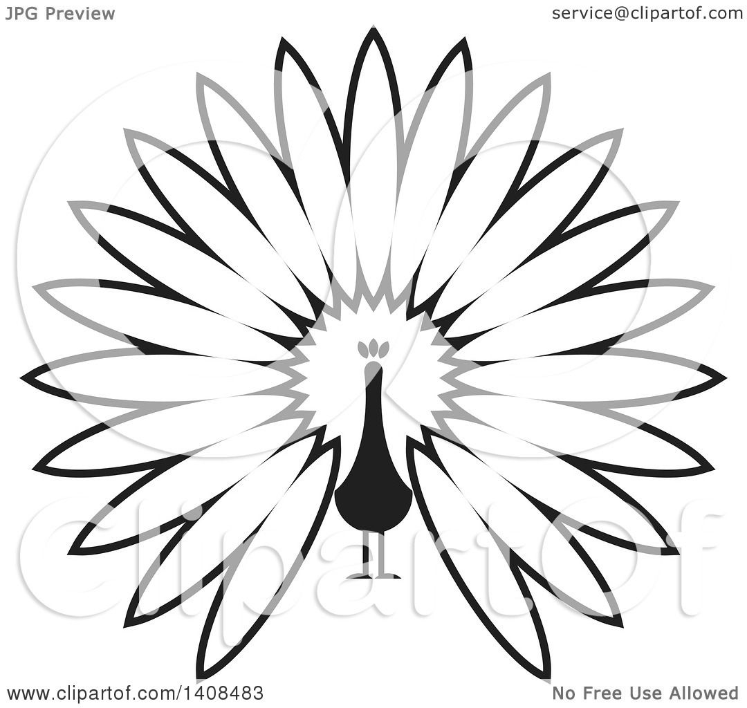 free black and white peacock clipart - photo #44