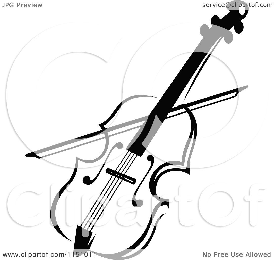 free violin clipart black and white - photo #30