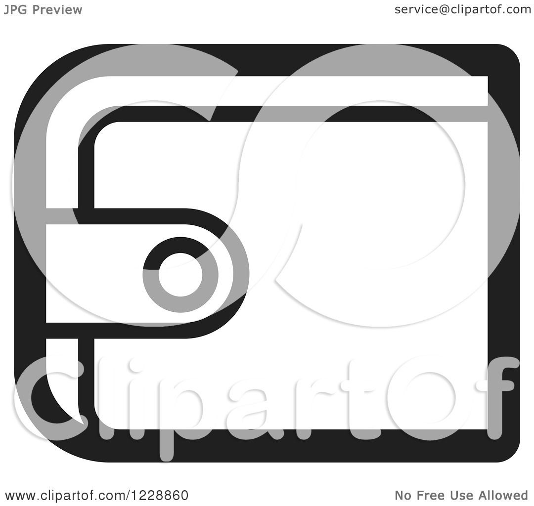 Clipart of a Black and White Wallet Icon - Royalty Free Vector Illustration by Lal Perera #1228860