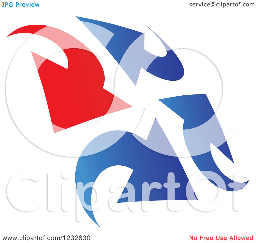 Clipart of a Blue and Red Arrow Logo 4 - Royalty Free Vector