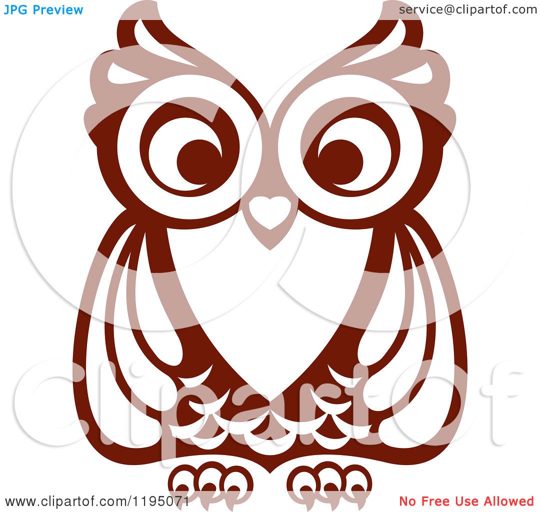 Clipart of a Brown Owl 7 - Royalty Free Vector ...