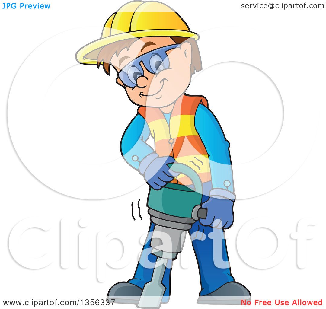 Clipart of a Cartoon Caucasian Male Construction Worker ...