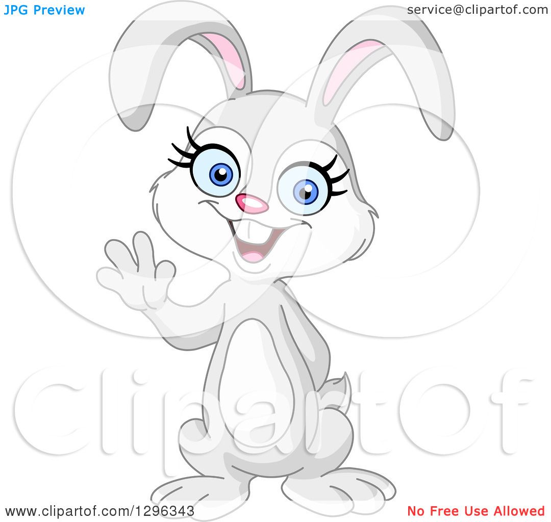 Clipart of a Cartoon Cute White Friendly Bunny Rabbit ...