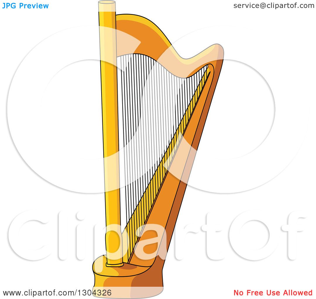Clipart of a Cartoon Harp - Royalty Free Vector Illustration by