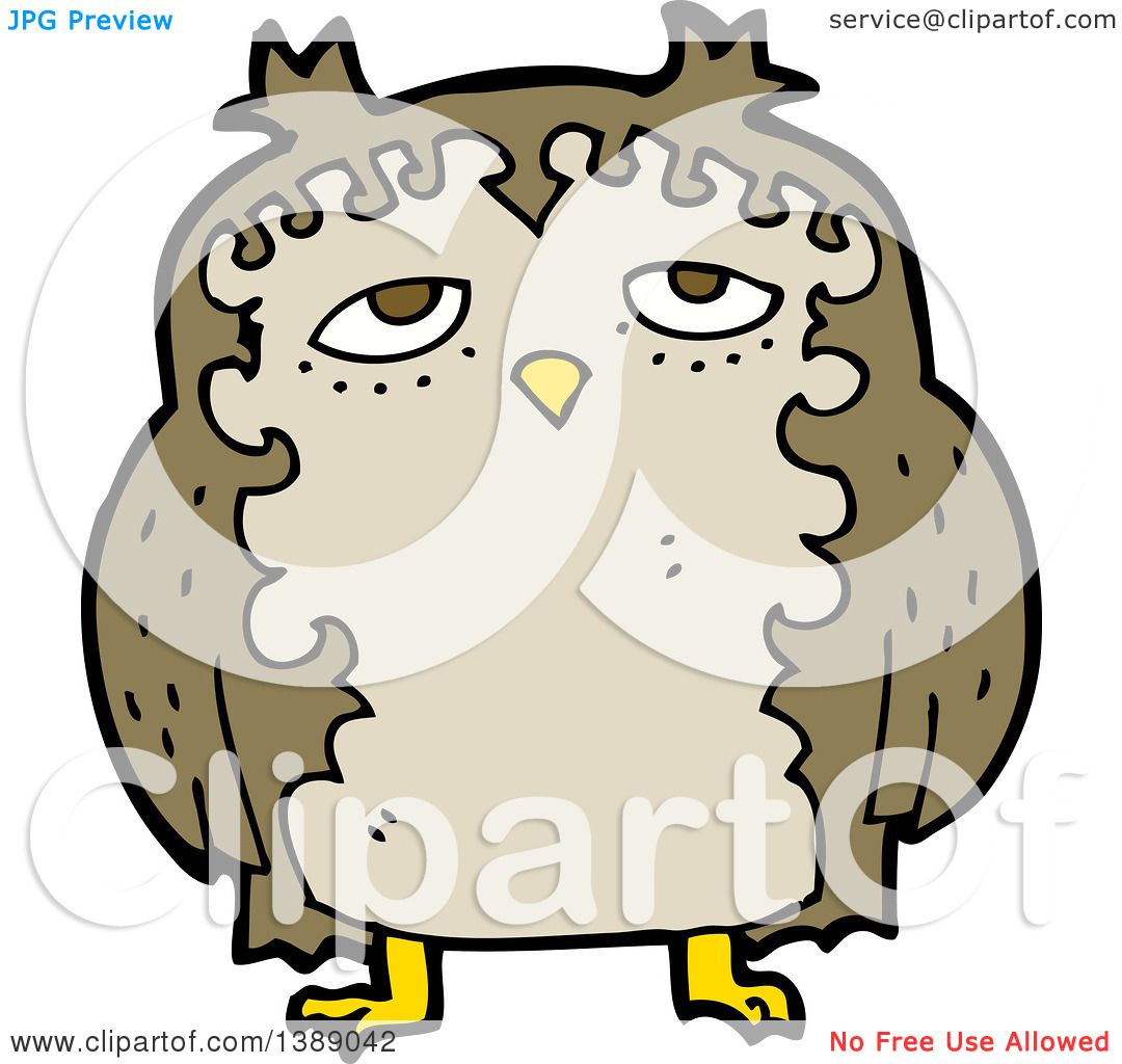 Clipart of a Cartoon Owl - Royalty Free Vector ...
