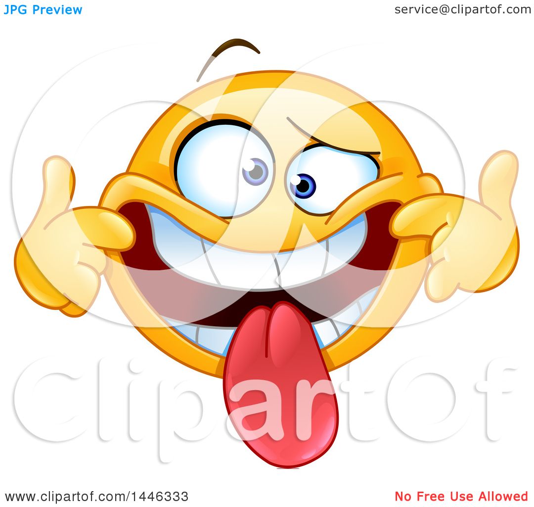 Clipart of a Cartoon Silly Yellow Emoji Smiley Face ...