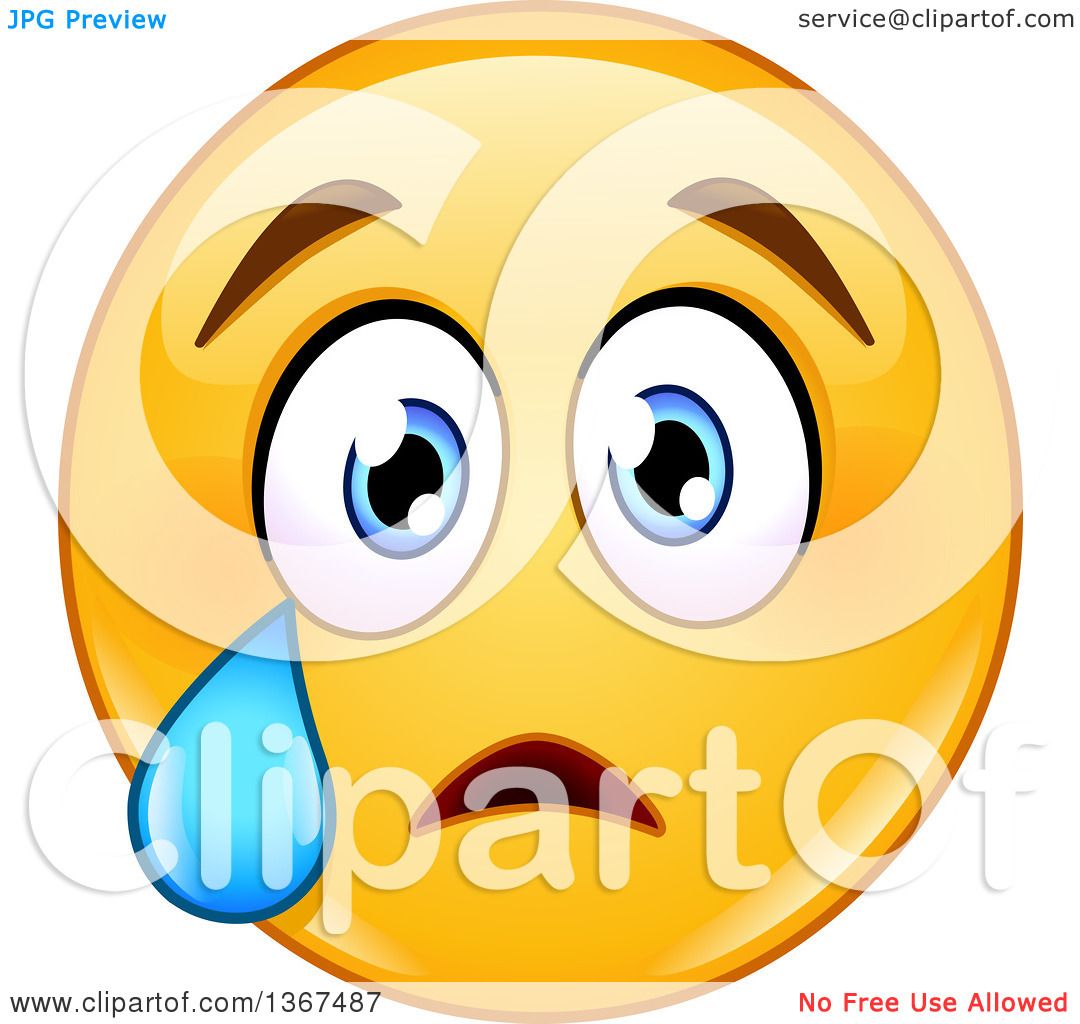 Clipart Of A Cartoon Yellow Smiley Face Emoticon Emoji Crying Royalty