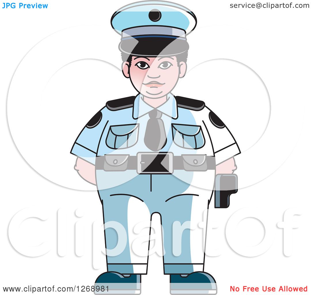 Clipart Of A Chubby Police Woman Standing Royalty Free