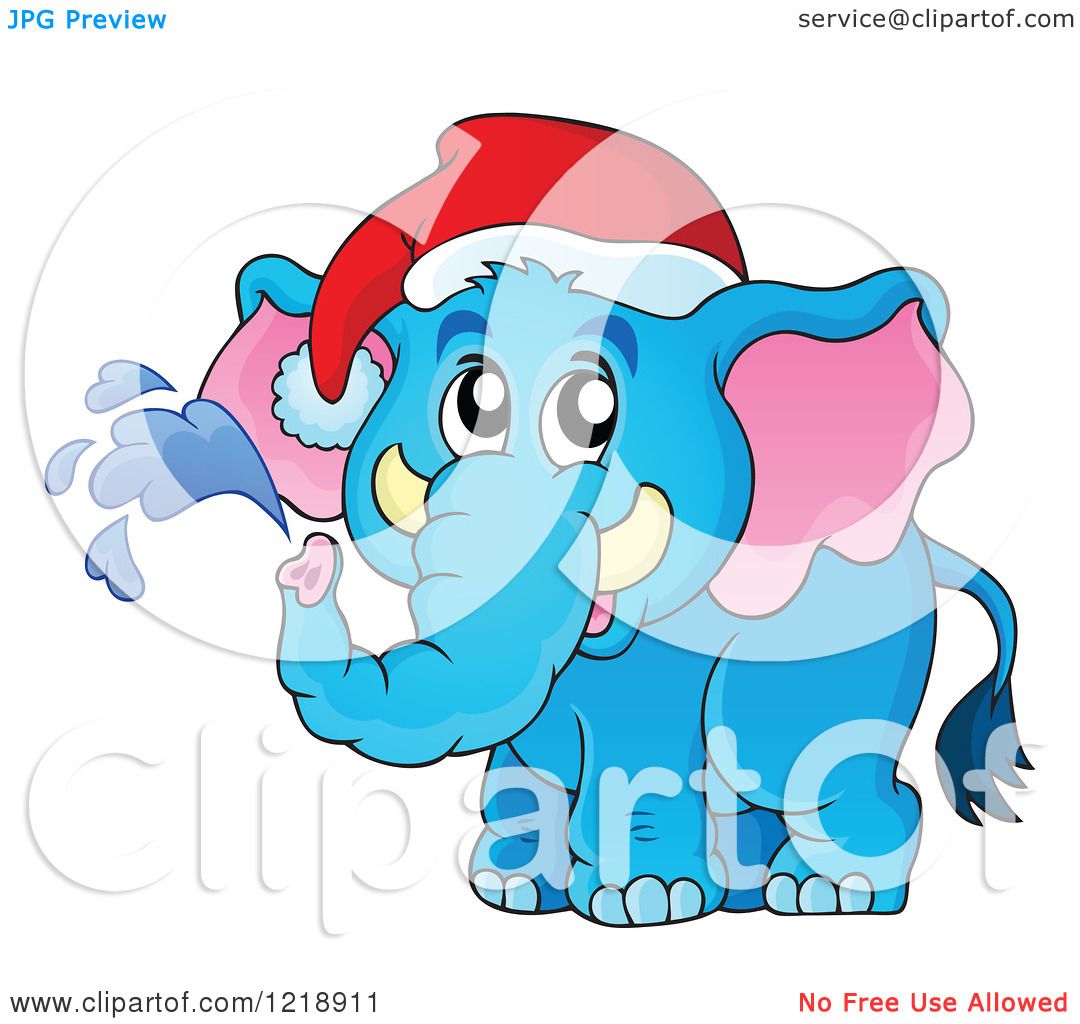 Clipart of a Cute Christmas Elephant Squirting Water ...