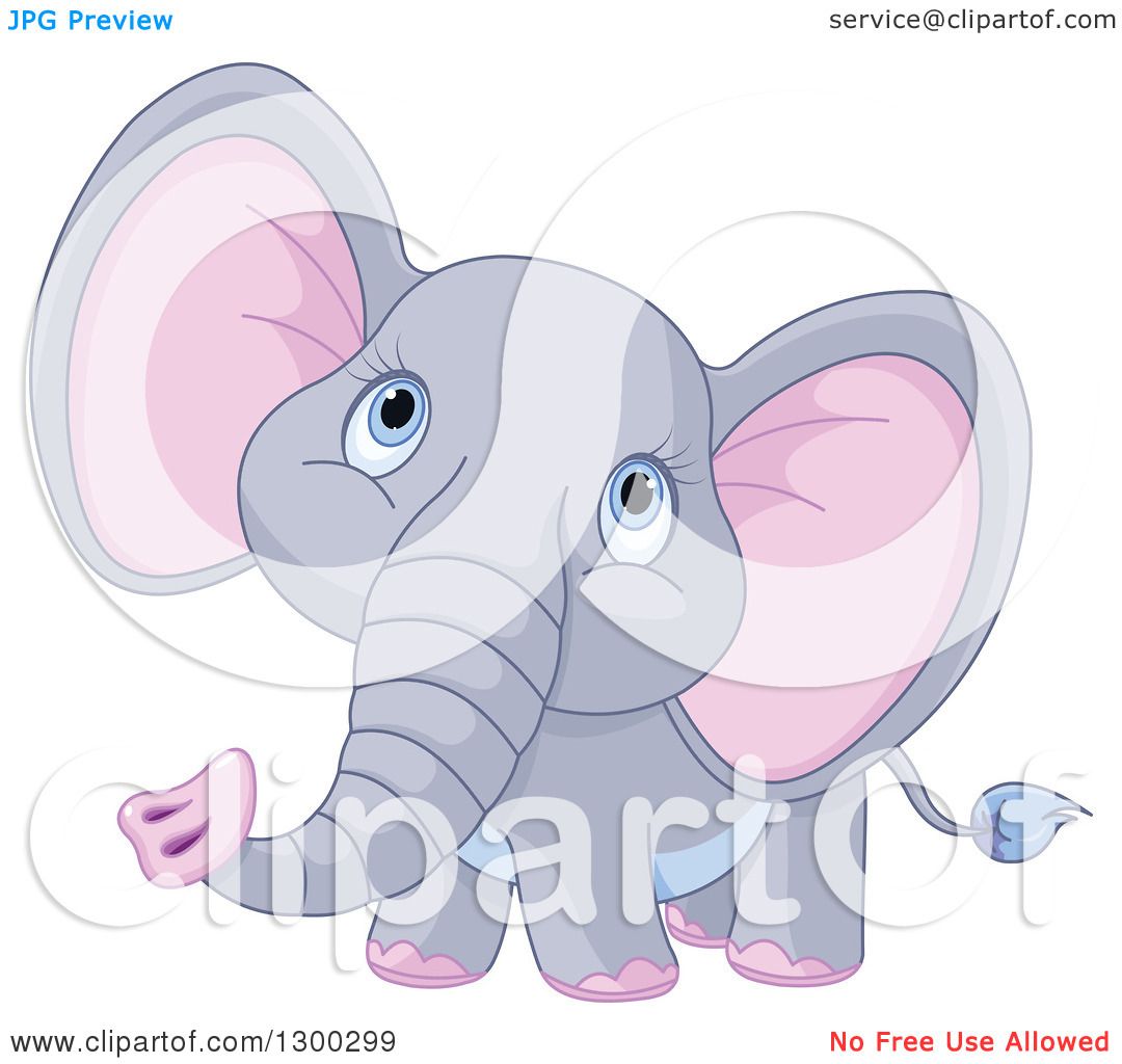 Clipart of a Cute Gray Baby Elephant with Pink Ears ...