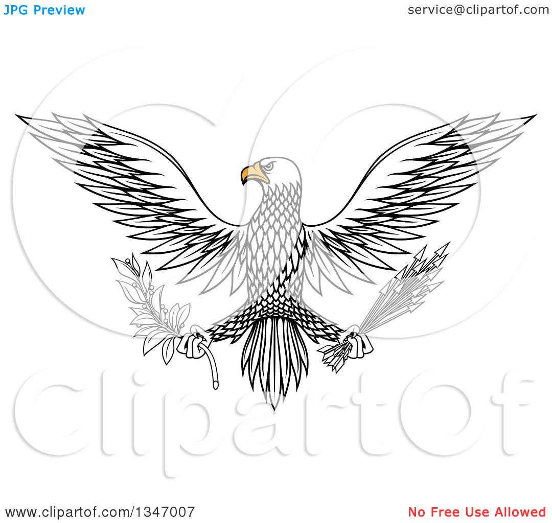 Clipart of a Flying White Eagle Holding a Peace Olive ...