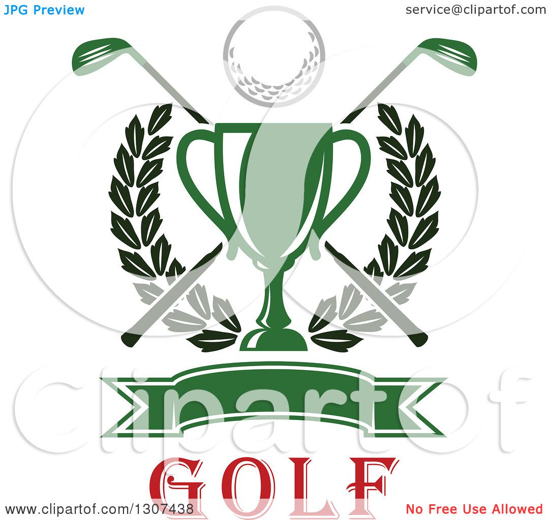 Clipart of a Green Championship Trophy with a Golf Ball ...