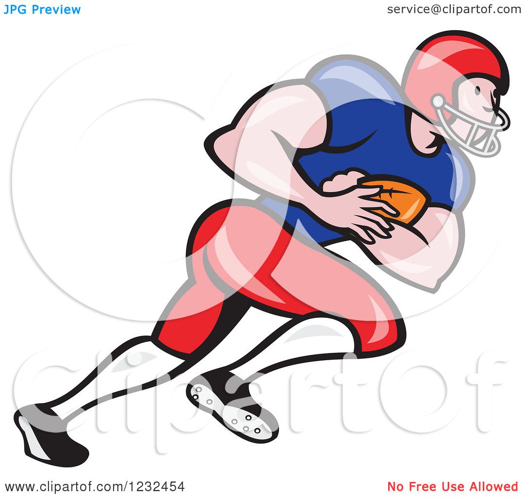 Clipart of a Gridiron American Football Player Running ...