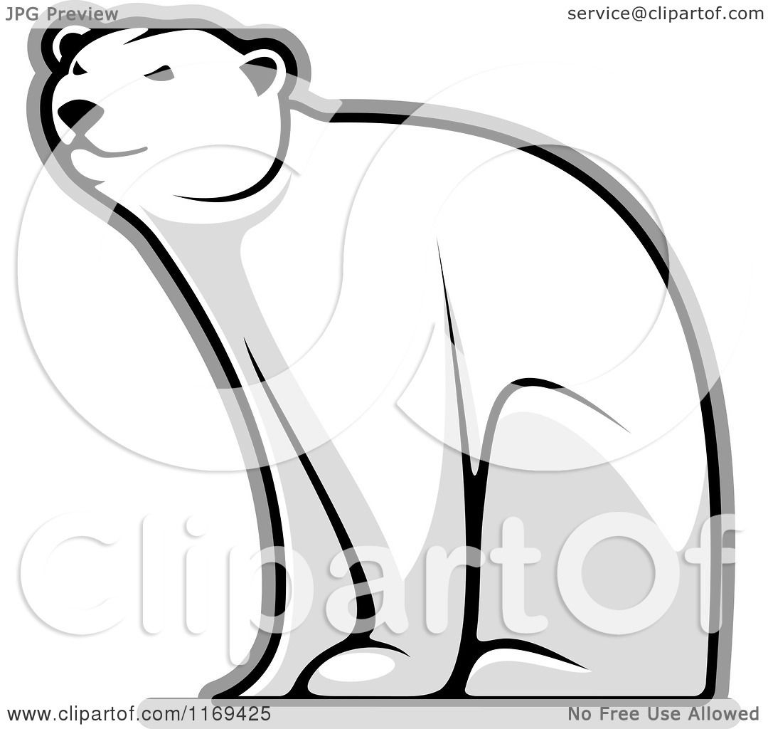 Clipart Of A Happy Polar Bear Bear Sitting Royalty Free Vector