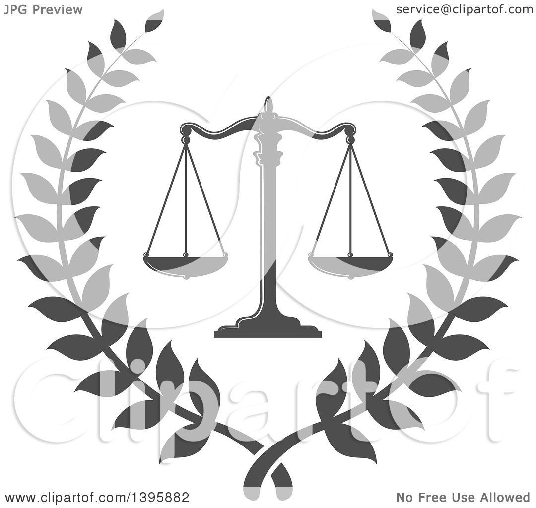 Clipart of a Laurel Wreath with Legal Gray Scales of ...