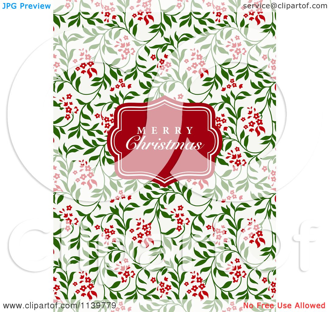 Clipart Of A Red Merry Christmas Greeting Frame Over Red ...