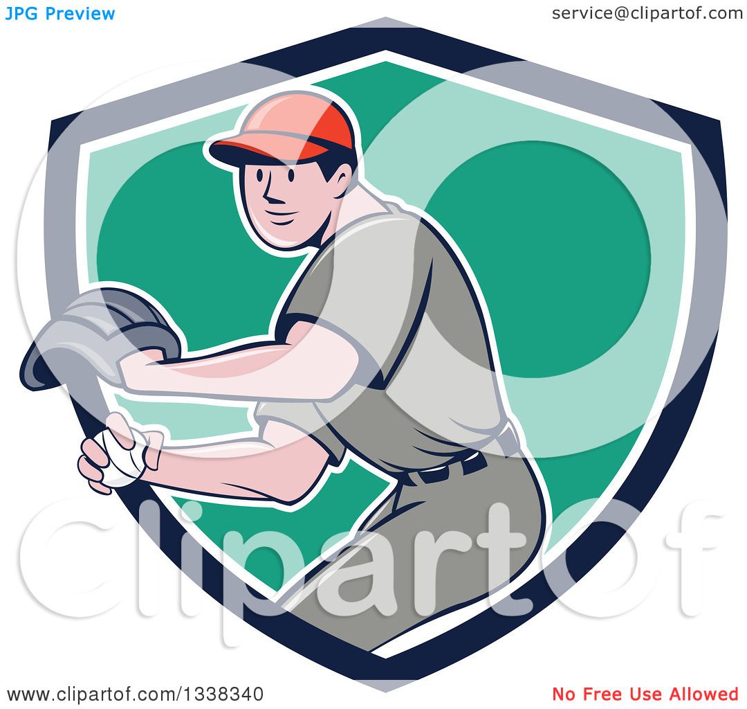 Clipart of a Retro Cartoon White Male Baseball Player ...