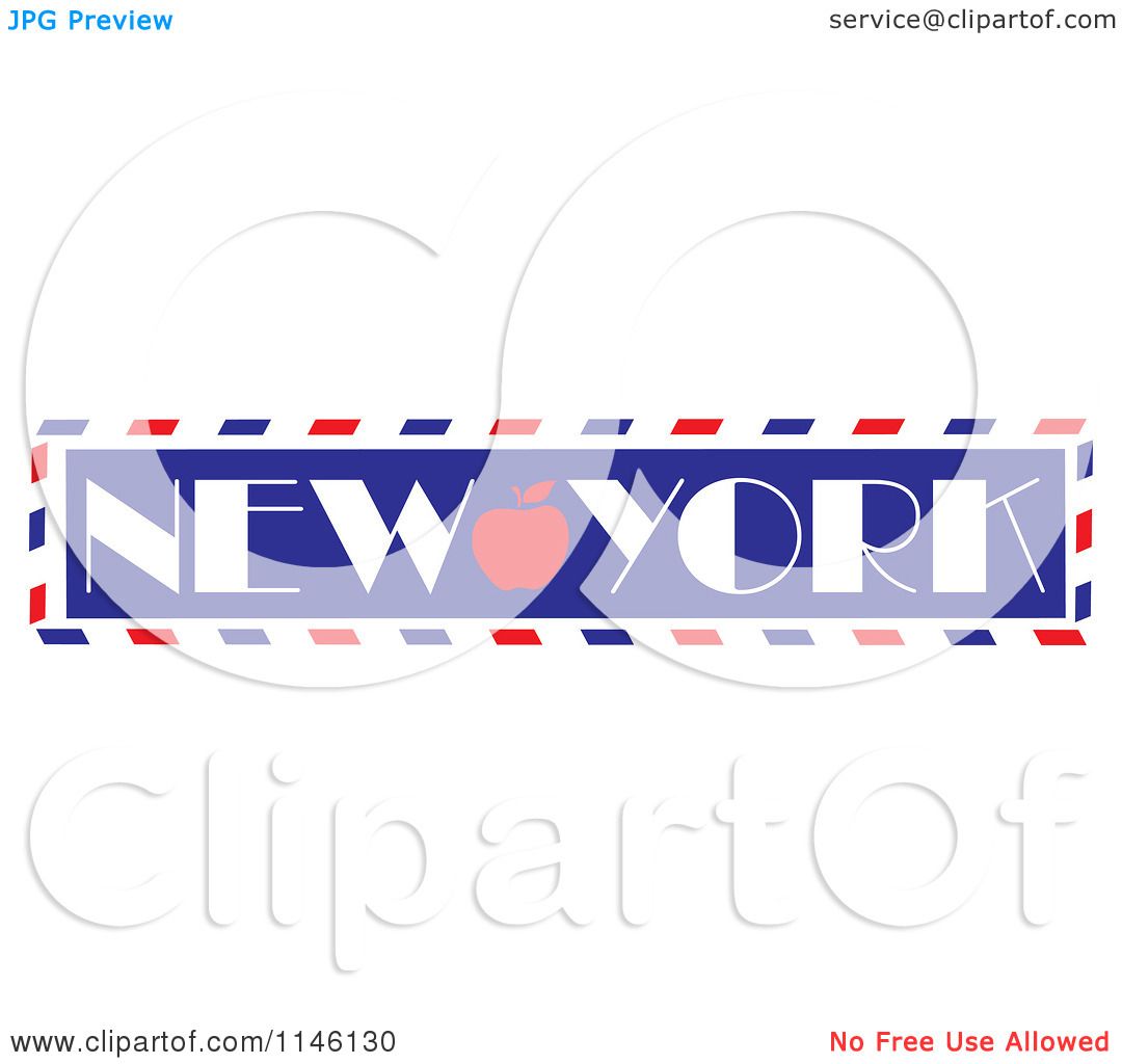 Clipart of a Retro Love New York Apple Banner - Royalty ...