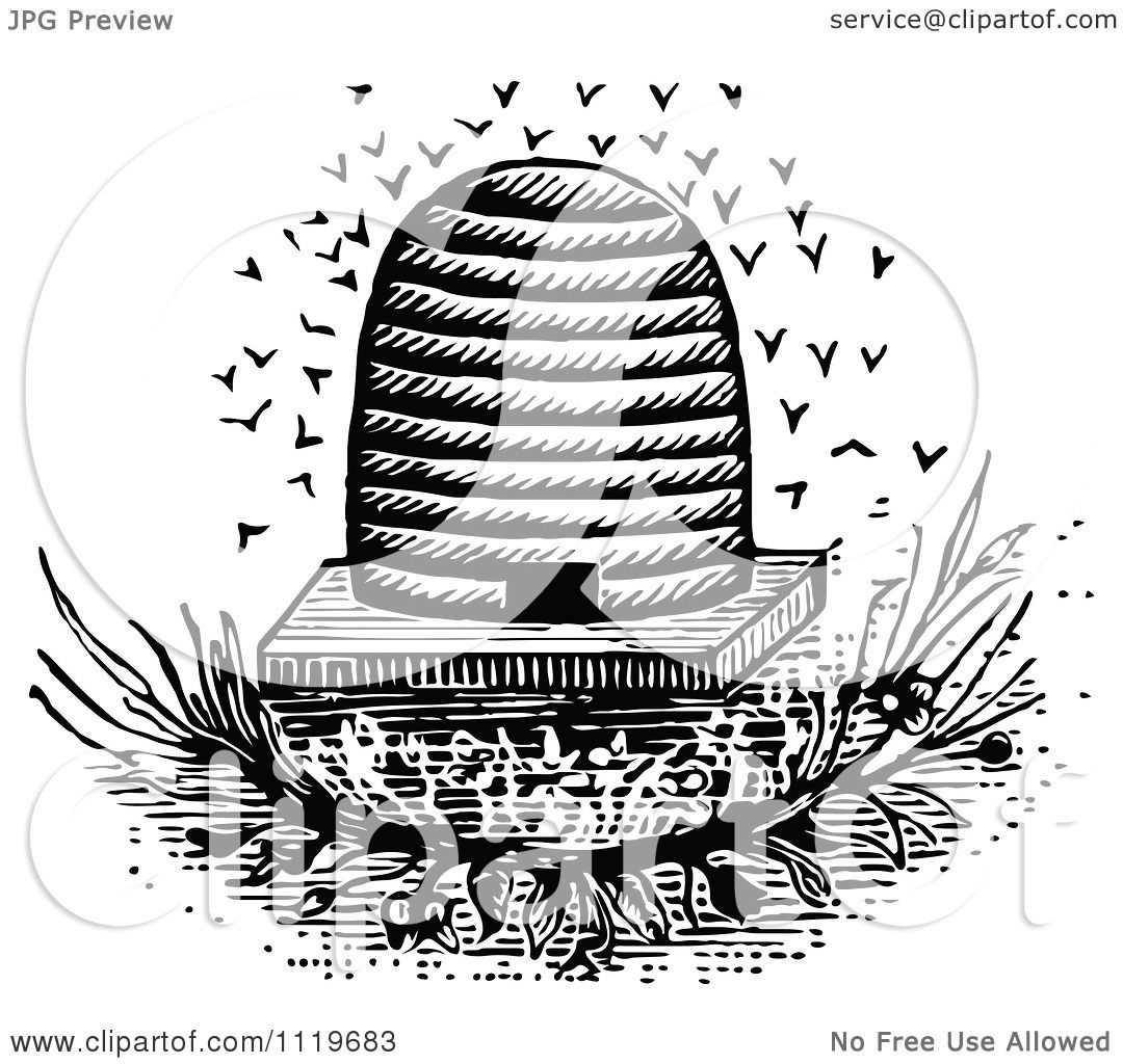 Bee Hive Clip Art Black and White