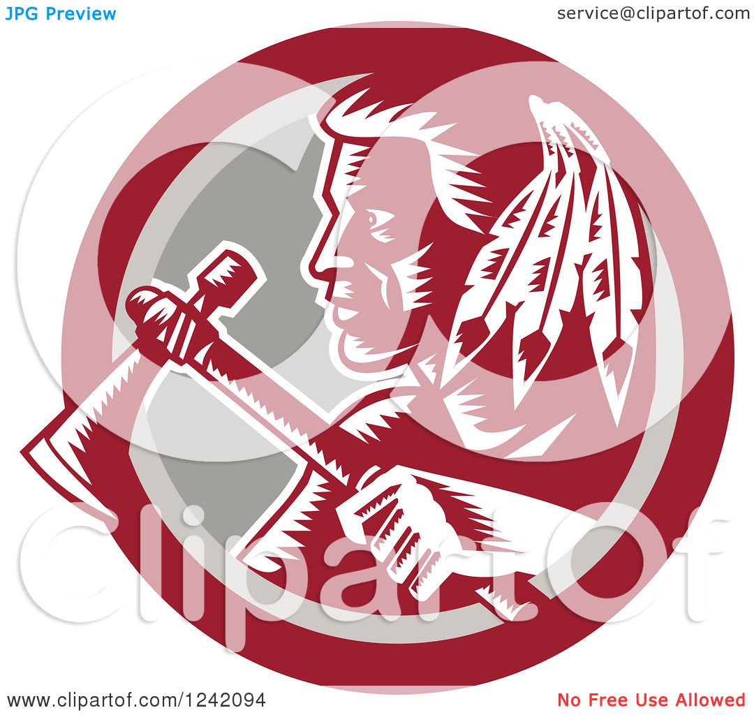 Clipart of a Retro Woodcut Native American Indian Brave ...