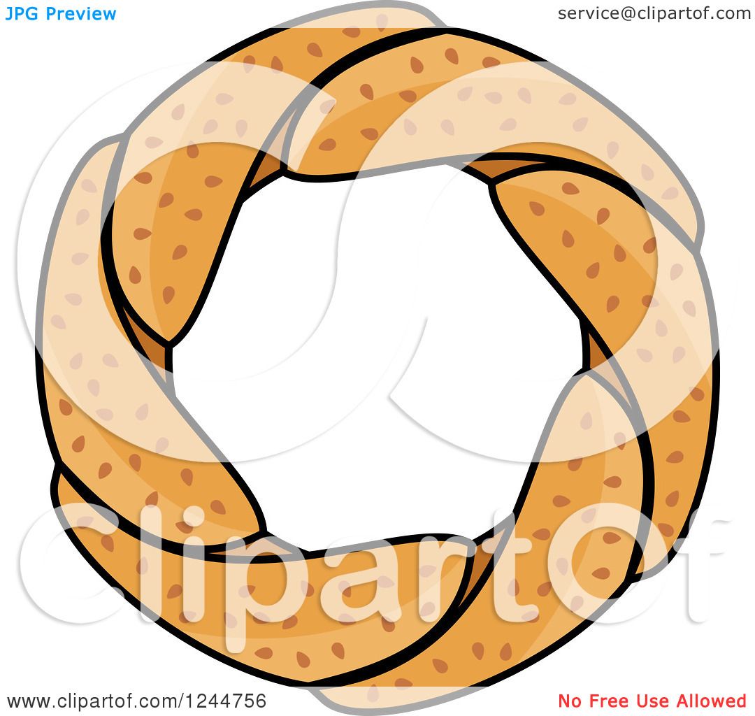 Clipart of a Round Soft Pretzel - Royalty Free Vector Illustration by