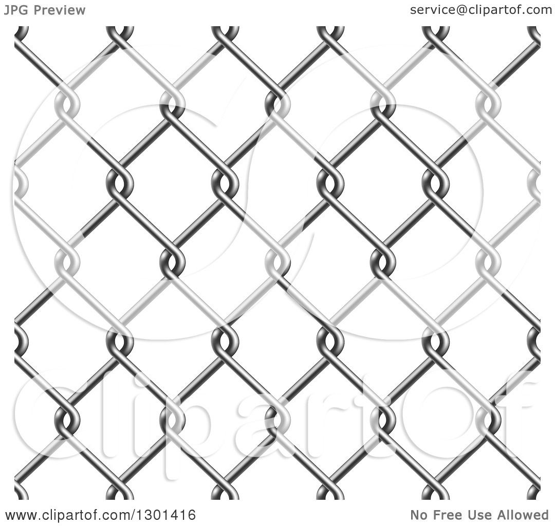 Clipart of a Seamless 3d Grayscale Chain Link Fence