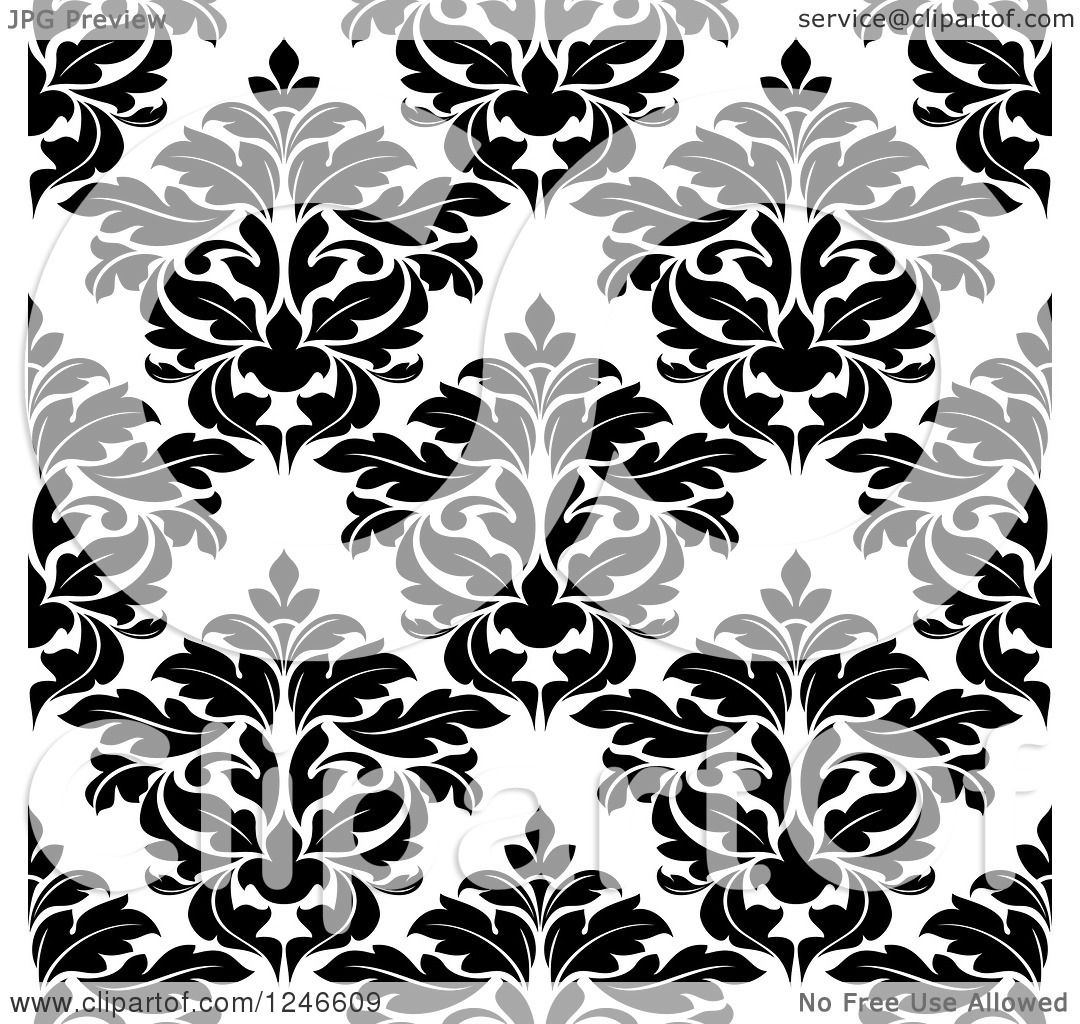Clipart of a Seamless Background Pattern of Black and 