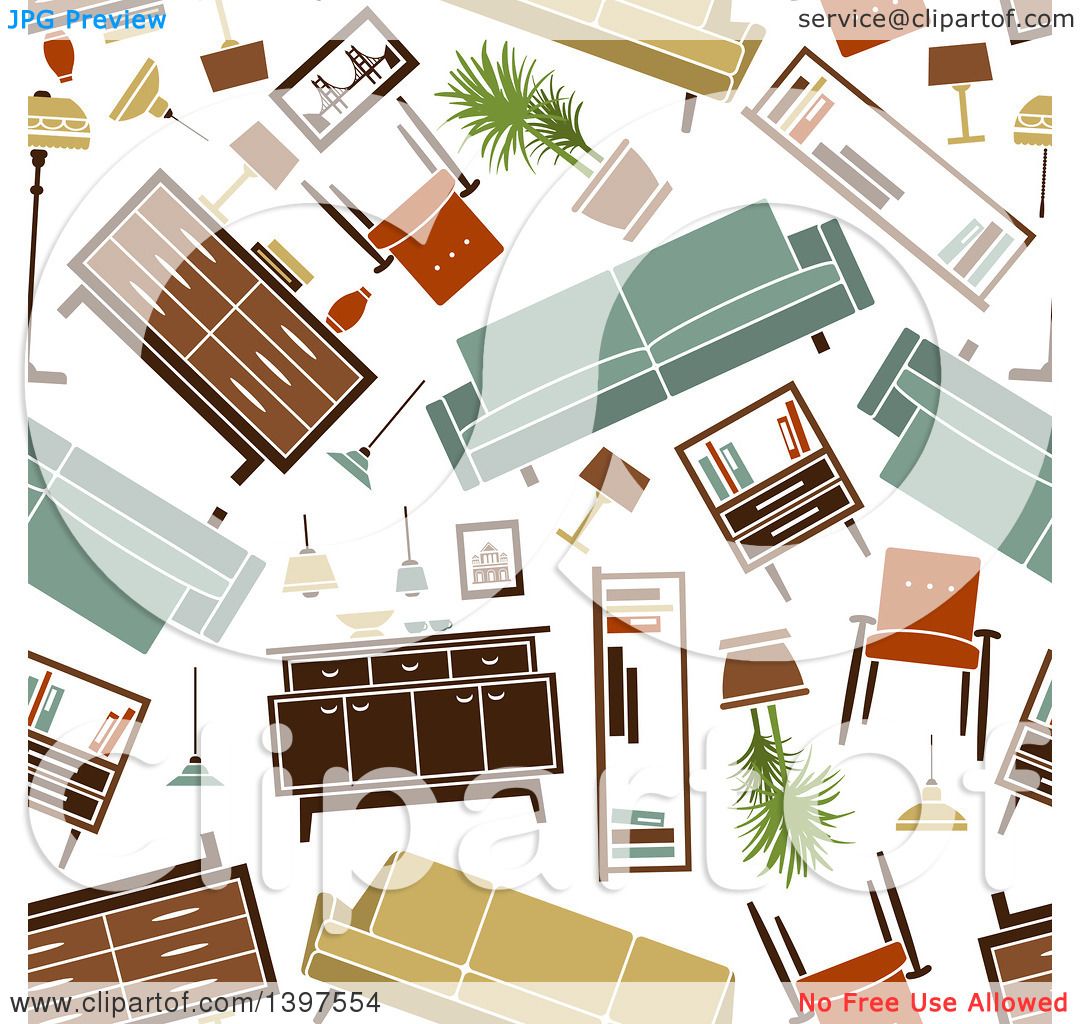 Clipart of a Seamless Background Pattern of Retro ...