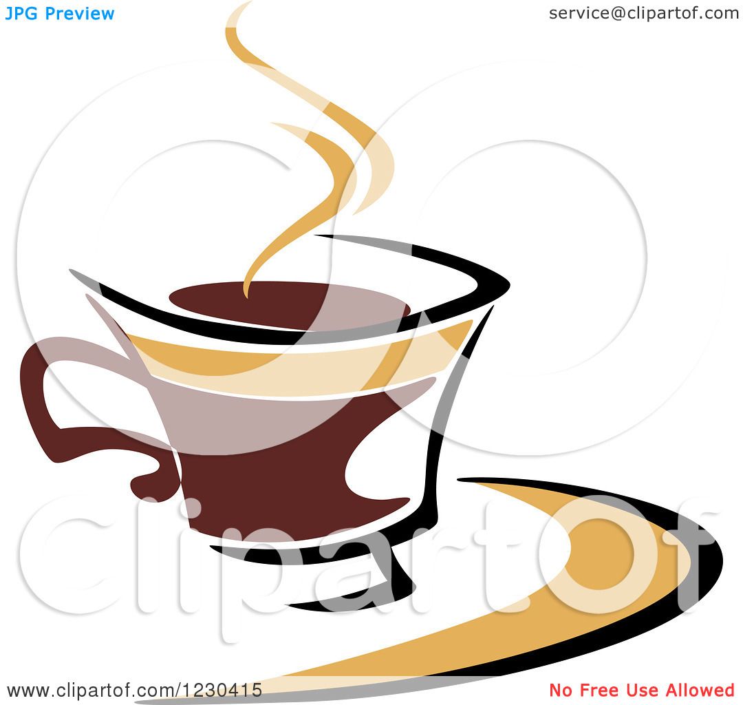 Clipart of a Tan and Brown Hot Steamy Coffee Cup 4 ...