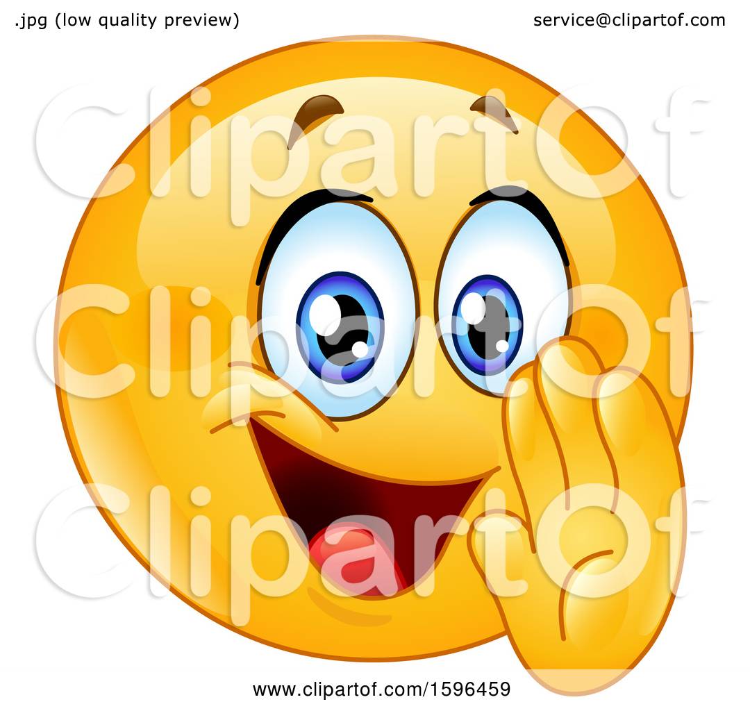 Clipart Of A Yellow Emoji Emoticon Telling A Secret Royalty Free