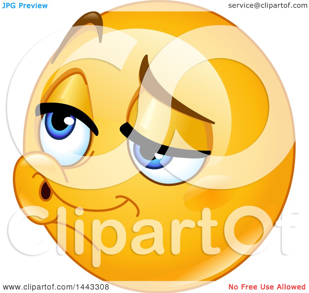 Clipart of a Yellow Emoji Smiley Face Emoticon Face with Puckered Lips