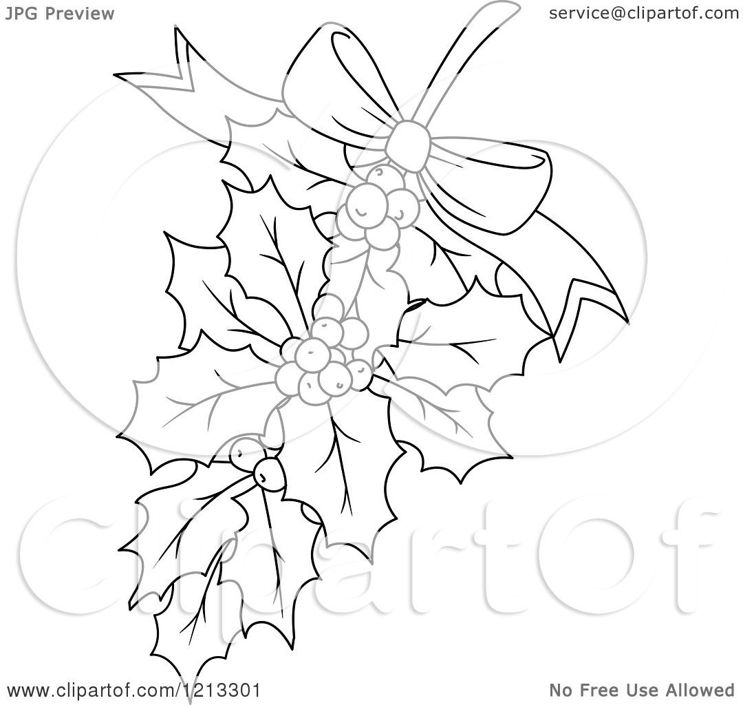 free black and white holly clip art - photo #50