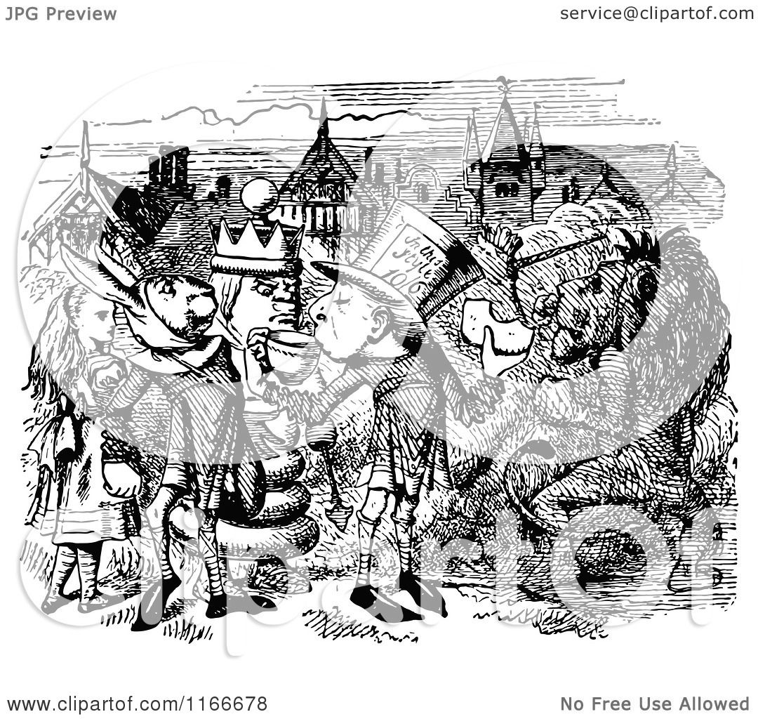 alice in wonderland black and white clipart - photo #46