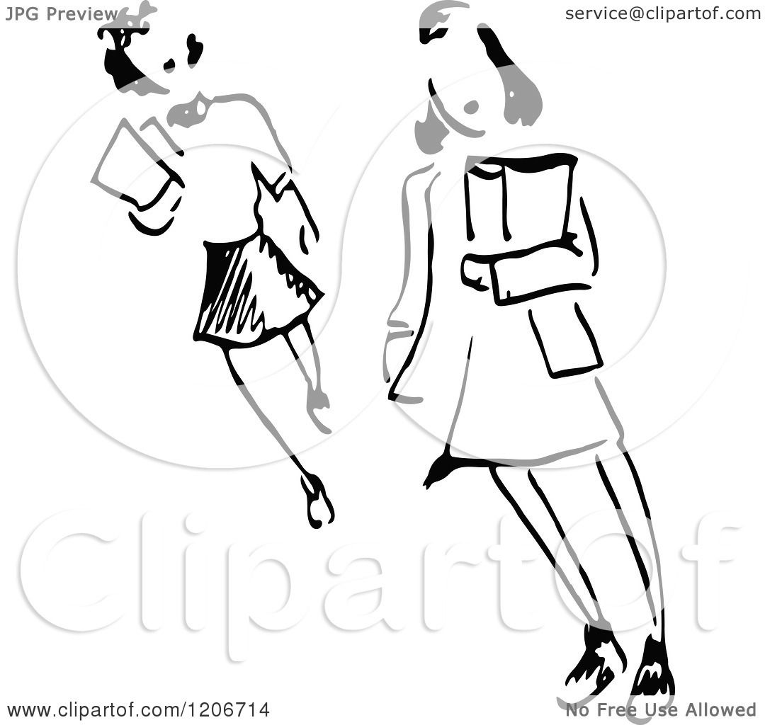 school girl clipart black and white - photo #23
