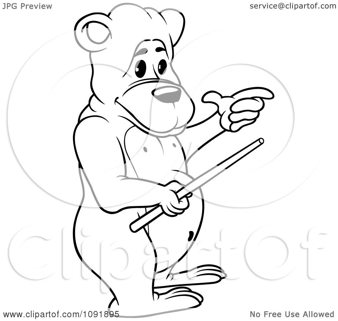 Clipart Outline Of A Teacher Bear Holding A Wand - Royalty ...