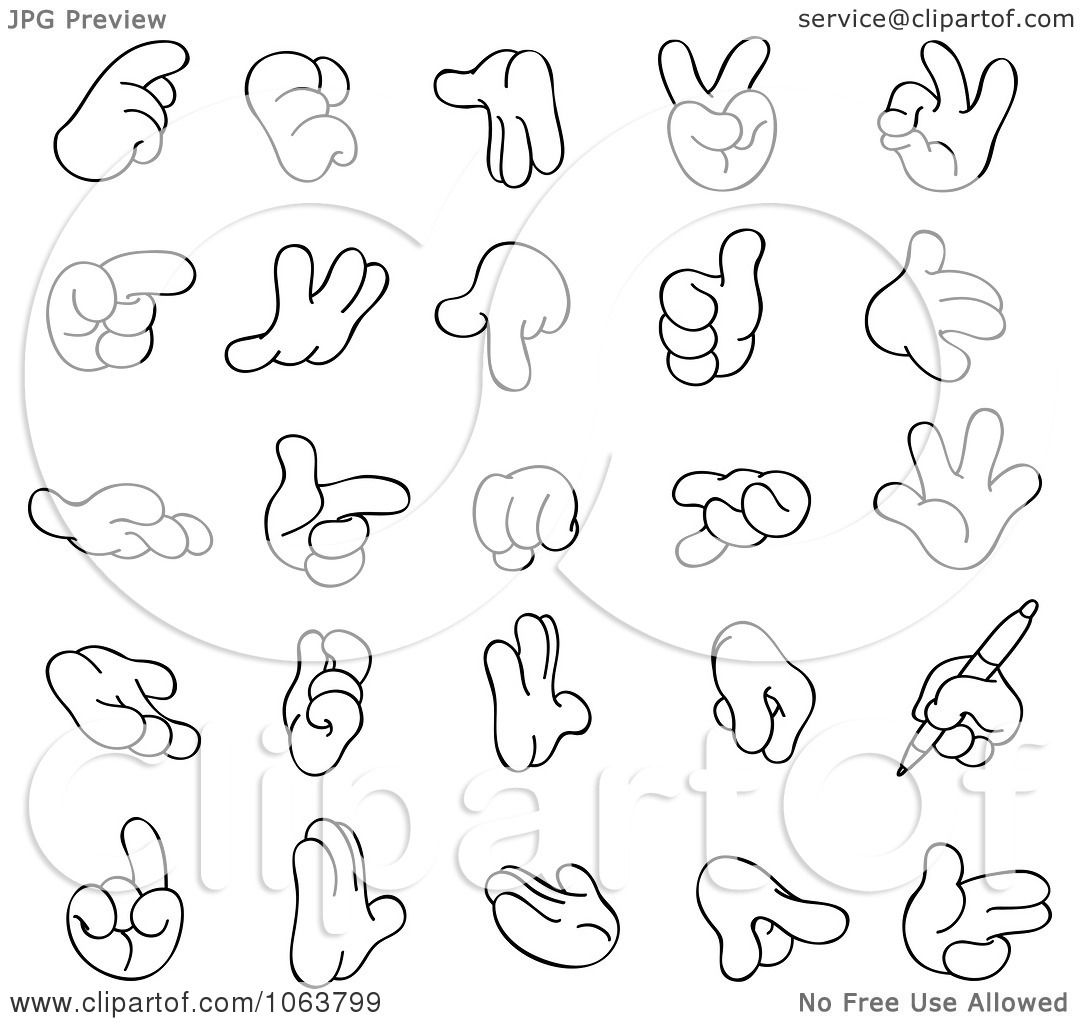 Clipart Outlined Sign Language Hands Digital Collage - Royalty Free