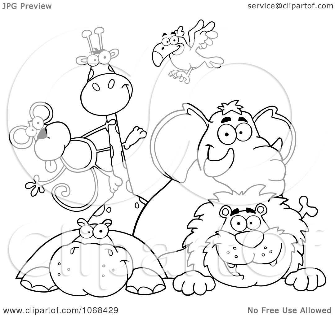 free black and white zoo animal clipart - photo #23