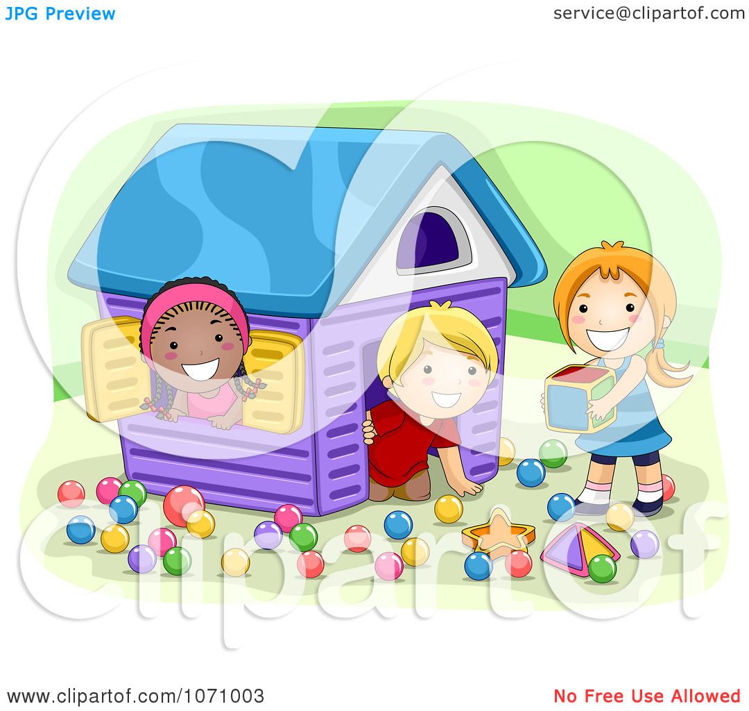 Clipart Preschool Kids Playing In A House - Royalty Free Vector ...