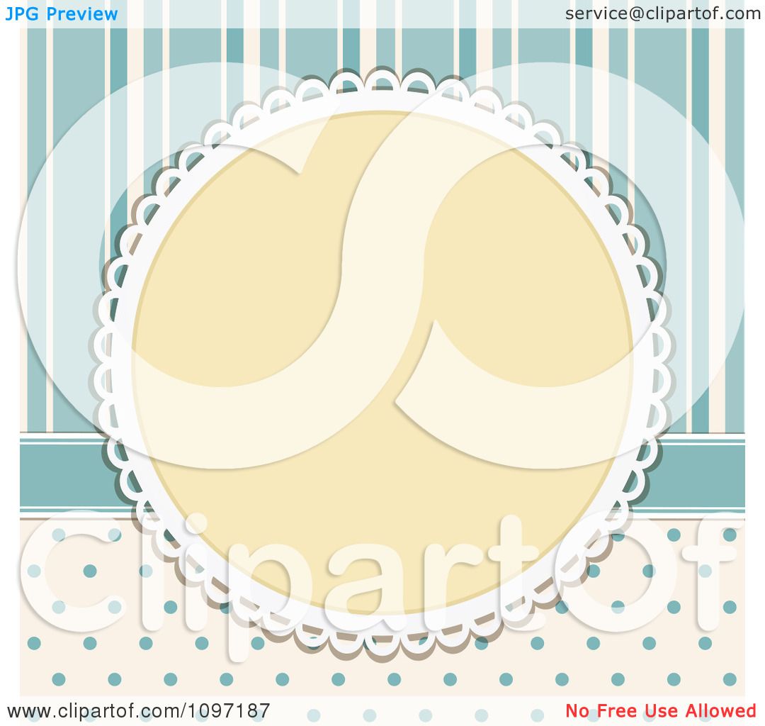  - Clipart-Retro-Doily-Circular-Frame-On-Blue-Polka-Dots-And-Stripes-Royalty-Free-Vector-Illustration-10241097187